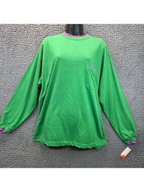Vintage 90s Vanderbilt Long Sleeves Women's Tee M Green Casual Retro Grunge Y2k